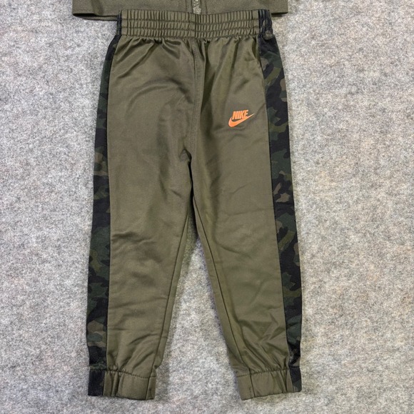 Nike Sportswear Toddler Camo Tracksuit Set Jacket Pants Green Orange Logo 24M - Picture 4 of 12